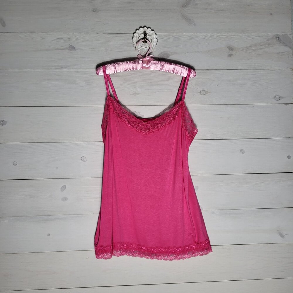 Lane Bryant Hot Pink Lace Cami Spring Summer Y2k